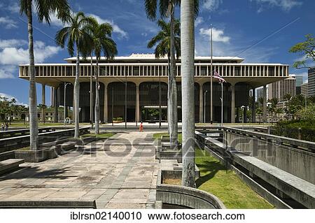 Hawaii State Capitol, the building houses the Hawaii State Legislature, Senate and House of Representatives, and the offices of the governor and lieutenant-governor of Hawaii, Honolulu, Hawai'i, USA, North America View Large Photo Image Stock Image - Hawaii State Capitol, the building houses the Hawaii State Legislature, Senate and House of Representatives, and the offices of the governor and lieutenant-governor of Hawaii, Honolulu, Hawai'i, USA, North America. Fotosearch