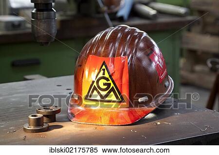 Helmet with a sticker of the IG Metall trade union, in the Luitpoldhuette AG in Amberg, Bavaria, Germany, Europe View Large Photo Image Stock Photography - Helmet with a sticker of the IG Metall trade union, in the Luitpoldhuette AG in Amberg, Bavaria, Germany, Europe. Fotosearch