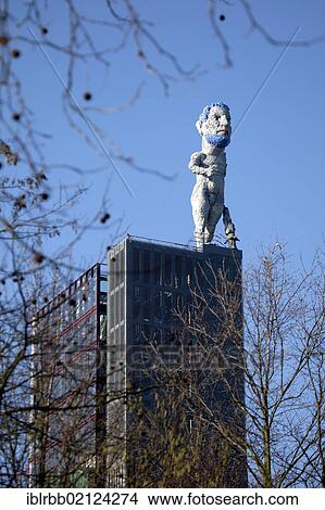Picture - Hercules for the Ruhr Area, sculpture on the former colliery winding tower of the Nordstern Coal Mine Industrial Complex, artist Markus Luepertz, Gelsenkirchen, Ruhr, North Rhine-Westphalia, Germany, Europe, PublicGround, Europe. Fotosearch