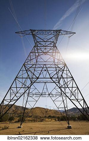 Stock Photo - High voltage electricity pylon, Lancaster, California, USA, North America. Fotosearch