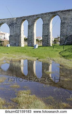 Stock Image - Historic Aqueduct of Kamares near Larnaca, Southern Cyprus, Cyprus, Greece, Europe. Fotosearch