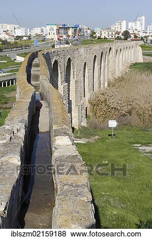 Stock Photo - Historic Aqueduct of Kamares near Larnaca, Southern Cyprus, Cyprus, Greece, Europe. Fotosearch