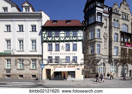 Stock Image - Historic commercial buildings, Georgenstrasse, Eisenach, Thuringia, Germany, Europe, PublicGround, Europe. Fotosearch