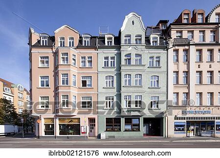 Stock Photograph - Historic commercial buildings, Bahnhofstrasse, Eisenach, Thuringia, Germany, Europe, PublicGround, Europe. Fotosearch