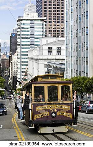 Picture - Historic streetcar of the San Francisco Municipal Railway, Muni, on California Street, San Francisco, California, USA, North America. Fotosearch