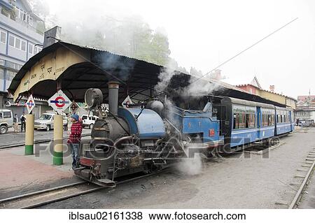 Historic train, Darjeeling Himalayan Railway, narrow-gauge railway, Toy Train, UNESCO World Heritage Site, Darjeeling, West Bengal, India, South Asia, Asia View Large Photo Image Stock Photo - Historic train, Darjeeling Himalayan Railway, narrow-gauge railway, Toy Train, UNESCO World Heritage Site, Darjeeling, West Bengal, India, South Asia, Asia. Fotosearch
