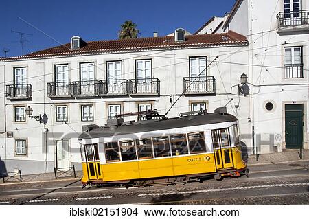 Historic tram route, Electrico 28, in the historic quarter of Alfama in Lisbon, Portugal, Europe View Large Photo Image Picture - Historic tram route, Electrico 28, in the historic quarter of Alfama in Lisbon, Portugal, Europe. Fotosearch