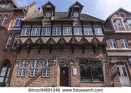 Stock Photograph - Historical house, brick architecture, old town, Lüneburg, Lower Saxony, Germany, Europe. Fotosearch