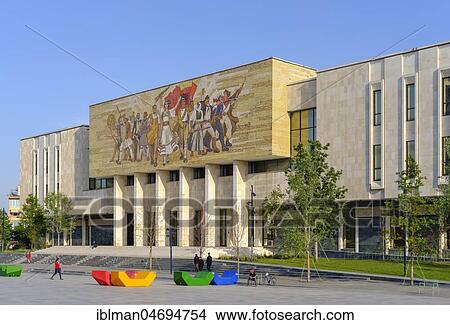Historical National Museum with Mosaic Shqiptarët, Muzeu Historik Kombëtar, Skanderbeg Square, Tirana, Albania, Europe View Large Photo Image Picture - Historical National Museum with Mosaic Shqiptarët, Muzeu Historik Kombëtar, Skanderbeg Square, Tirana, Albania, Europe. Fotosearch