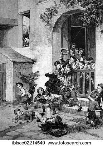Hustle at the gate just after school finished, historic wood engraving, about 1888 View Large Photo Image Stock Photo - Hustle at the gate just after school finished, historic wood engraving, about 1888. Fotosearch