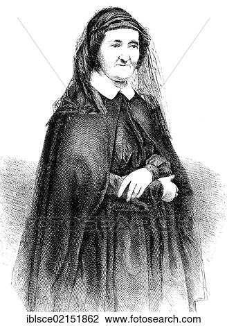 Stock Image - Ida Hahn-Hahn, actually Ida Marie Louise Sophie Friederike Gustave Countess von Hahn, 1805-1880, writer and founder of a monastery, historical engraving, circa 1869. Fotosearch