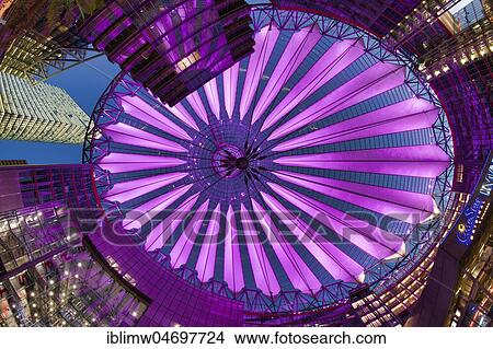 Illuminated dome, roof of the Sony-Center, Potsdamer Platz, Berlin-Mitte, Berlin, Germany, Europe View Large Photo Image Picture - Illuminated dome, roof of the Sony-Center, Potsdamer Platz, Berlin-Mitte, Berlin, Germany, Europe. Fotosearch
