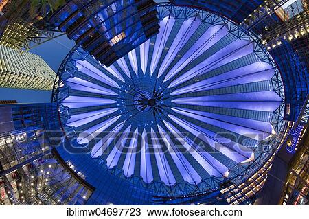 Illuminated dome, roof of the Sony-Center, Potsdamer Platz, Berlin-Mitte, Berlin, Germany, Europe View Large Photo Image Stock Image - Illuminated dome, roof of the Sony-Center, Potsdamer Platz, Berlin-Mitte, Berlin, Germany, Europe. Fotosearch