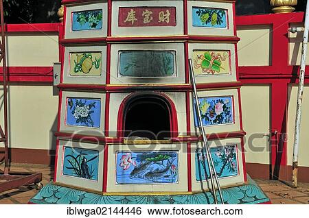 Stock Photograph - Incense stove, Taoism, Chinese temple on Ho Road, Wat Putaugongmaa, Nong Khai, Thailand, Asia, PublicGround, Asia. Fotosearch