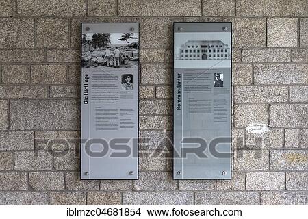 Information boards in the passageway of the former commandant's office in the concentration camp Flossenbürg, today administration of the memorial, Flossenbürg, Upper Palatinate, Bavaria, Germany, Europe View Large Photo Image Picture - Information boards in the passageway of the former commandant's office in the concentration camp Flossenbürg, today administration of the memorial, Flossenbürg, Upper Palatinate, Bavaria, Germany, Europe. Fotosearch