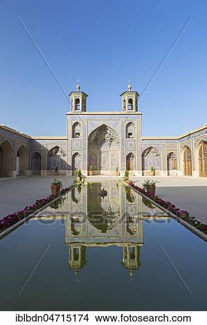Inner courtyard, Nasir-ol-molk Mosque, also known as pink mosque, Shiraz, Iran, Asia View Large Photo Image Picture - Inner courtyard, Nasir-ol-molk Mosque, also known as pink mosque, Shiraz, Iran, Asia. Fotosearch