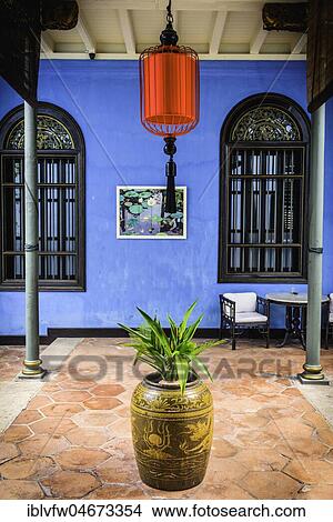Picture - Interior Cheong Fatt Tze Mansion, blue villa, Leith Street in George Town, Penang, Malaysia, Asia. Fotosearch