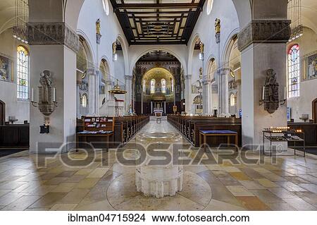 Picture - Interior, Herz-Jesu-Kirche, Art Nouveau, district Pfersee, Augsburg, Swabia, Bavaria, Germany, Europe. Fotosearch