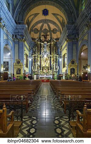 Interior nave with chancel, Church of St. Bartholomew, Roman Catholic parish church, Plaza de sa Constitucio, Sóller, Serra de Tramuntana, Majorca, Balearic Islands, Spain, Europe View Large Photo Image Picture - Interior nave with chancel, Church of St. Bartholomew, Roman Catholic parish church, Plaza de sa Constitucio, Sóller, Serra de Tramuntana, Majorca, Balearic Islands, Spain, Europe. Fotosearch