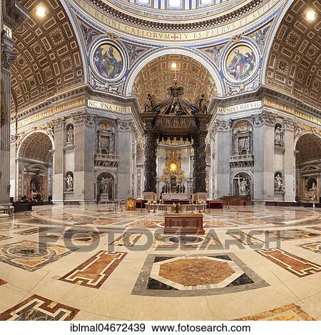 Interior, Saint Peter's Basilica, Basilica di San Pietro, Vatican, Rome, Lazio, Italy, Europe View Large Photo Image Stock Photo - Interior, Saint Peter's Basilica, Basilica di San Pietro, Vatican, Rome, Lazio, Italy, Europe. Fotosearch