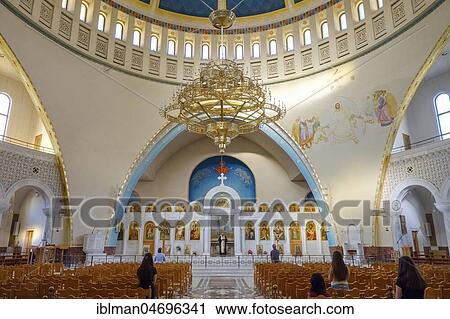 Stock Image - Interior view, Orthodox Resurrection Cathedral, Cathedral of Christ's Resurrection, Katedralja e Ringjalljës së Krishtit, Tirana, Albania, Europe. Fotosearch
