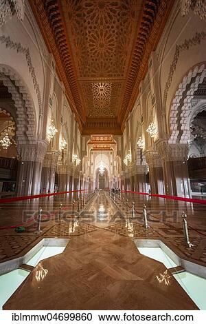 Interior view, Prayer Hall, Hassan II Mosque, Grande Mosquée Hassan II, Moorish Architecture, Casablanca, Morocco, Africa View Large Photo Image Stock Image - Interior view, Prayer Hall, Hassan II Mosque, Grande Mosquée Hassan II, Moorish Architecture, Casablanca, Morocco, Africa. Fotosearch