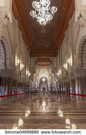 Interior view, Prayer Hall, Hassan II Mosque, Grande Mosquée Hassan II, Moorish Architecture, Casablanca, Morocco, Africa View Large Photo Image Stock Photo - Interior view, Prayer Hall, Hassan II Mosque, Grande Mosquée Hassan II, Moorish Architecture, Casablanca, Morocco, Africa. Fotosearch