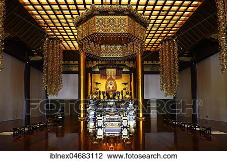 Stock Image - Interior, Zojoji Temple, Tokyo, Japan, Asia. Fotosearch