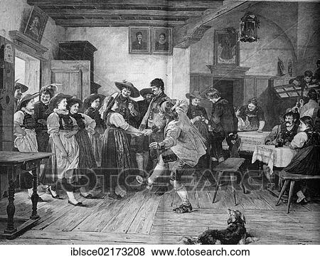 Invitation to dance in a village inn, historic engraving, circa 1885 View Large Photo Image Stock Photo - Invitation to dance in a village inn, historic engraving, circa 1885. Fotosearch