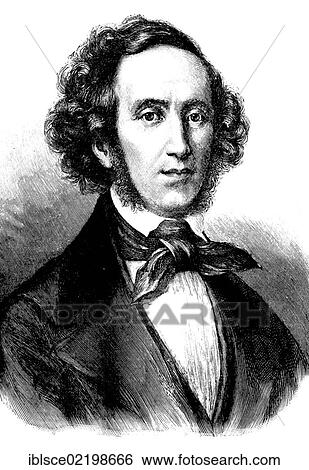 Jakob Ludwig Felix Mendelssohn Bartholdy, 1809 - 1847, a German composer, pianist and organist, he is considered one of the greatest musicians of the Romantic period, historic wood engraving, about 1897 View Large Photo Image Stock Photograph - Jakob Ludwig Felix Mendelssohn Bartholdy, 1809 - 1847, a German composer, pianist and organist, he is considered one of the greatest musicians of the Romantic period, historic wood engraving, about 1897. Fotosearch