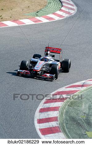 Stock Photo - Jenson Button, GB, McLaren-Mercedes MP4-27, during the Formula 1 testing sessions, 21. -24. 2. 2012, at the Circuit de Catalunya in Barcelona, Spain, Europe. Fotosearch