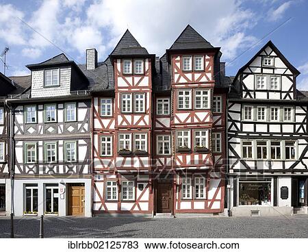 Stock Image - Jerusalemhaus, Jerusalem House, half-timbered house, historic old town, Wetzlar, Hesse, Germany, Europe, PublicGround, Europe. Fotosearch