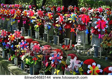 Jizo Buddha statues in memory of deceased children, Zojoji Temple, Tokyo, Japan, Asia View Large Photo Image Picture - Jizo Buddha statues in memory of deceased children, Zojoji Temple, Tokyo, Japan, Asia. Fotosearch