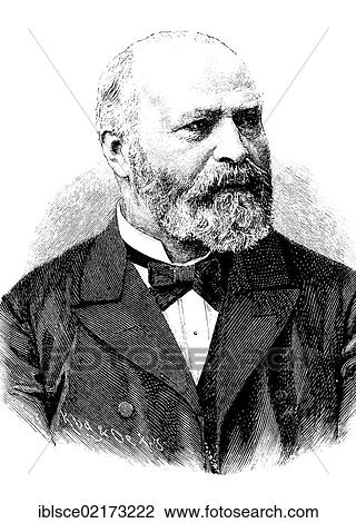 Stock Image - Johann Bernhard Aloys Gudden, since 1875, Ritter von Gudden, 1824 - 1886, a German physician, historical engraving, circa 1885. Fotosearch