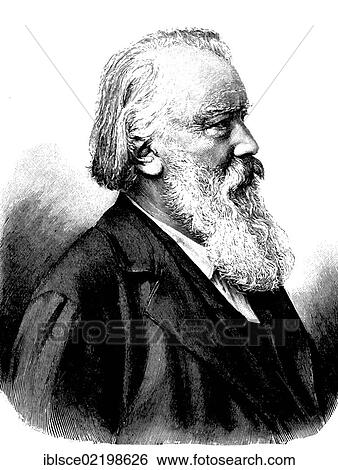Stock Photograph - Johannes Brahms, 1833 - 1897, a German composer, pianist and conductor, historic wood engraving, about 1897. Fotosearch