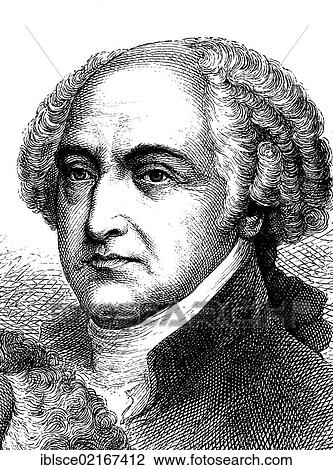 Stock Image - John Adams, 1735 - 1826, the second President of the United States, historical engraving, 1880. Fotosearch