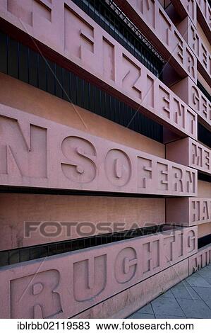 Stock Image - Justice Centre Aachen, artistic facade of the parking garage by Rémy Zaugg, Aachen, North Rhine-Westphalia, Germany, Europe, PublicGround, Europe. Fotosearch