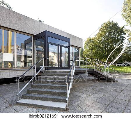 Stock Image - Kunst Pavilion art gallery, former automotive pavilion of Automobilwerke Eisenach, Eisenach, Thuringia, Germany, Europe, PublicGround, Europe. Fotosearch