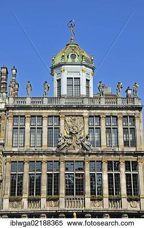 Stock Photography - La Maison des Boulangers building, Roi d'Espagne, bakers' guild house on Grote Markt square, Grand Place square, Brussels, Belgium, Europe, PublicGround, Europe. Fotosearch