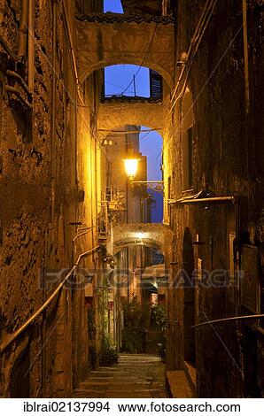 Lane with a steep staircase in the historic town centre of Anagni, Lazio, Italy, Europe View Large Photo Image Picture - Lane with a steep staircase in the historic town centre of Anagni, Lazio, Italy, Europe. Fotosearch