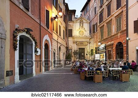 Stock Photograph - Largo de Librari square at dusk, Rome, Italy, Europe. Fotosearch