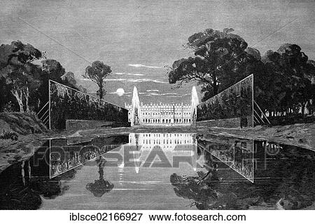 Latona Gardens with the central wing of Schloss Herrenwoerth Castle, today the Neue Schloss Herrenchiemsee Castle, Lake Chiemsee, Bavaria, Germany, historical wood engraving, 1886, Europe View Large Photo Image Stock Photo - Latona Gardens with the central wing of Schloss Herrenwoerth Castle, today the Neue Schloss Herrenchiemsee Castle, Lake Chiemsee, Bavaria, Germany, historical wood engraving, 1886, Europe. Fotosearch