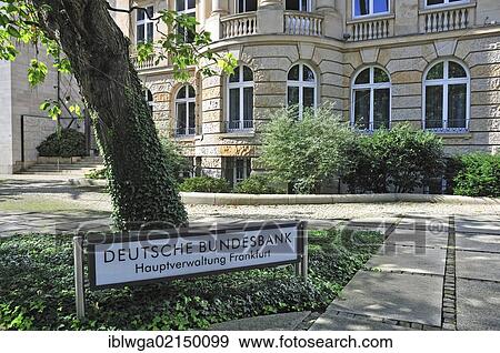 Stock Photo - Lettering at the headquarters of Deutsche Bundesbank, German Federal Bank, Frankfurt am Main, Hesse, Germany, Europe, PublicGround, Europe. Fotosearch