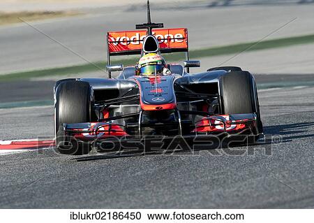 Stock Image - Lewis Hamilton, GB, McLaren-Mercedes MP4-27, Formula 1 testing sessions, 21–24/2/2012, at the Circuit de Catalunya, Barcelona, Spain, Europe. Fotosearch