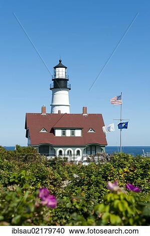 Lighthouse, Portland Head Light, Cape Elizabeth, Portland, Maine, New England, USA, North America View Large Photo Image Stock Image - Lighthouse, Portland Head Light, Cape Elizabeth, Portland, Maine, New England, USA, North America. Fotosearch