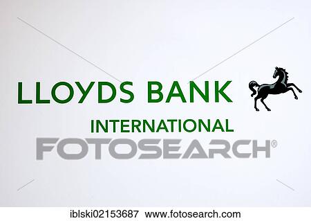 Logo and logotype of the British bank Lloyds Bank International, at a branch office in Madrid, Madrid, Spain, Europe View Large Photo Image Stock Photo - Logo and logotype of the British bank Lloyds Bank International, at a branch office in Madrid, Madrid, Spain, Europe. Fotosearch