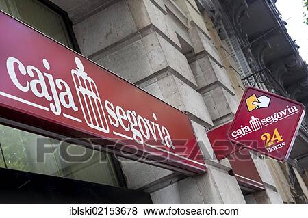 Logo and logotype of the Spanish bank Caja Segovia, Madrid, Spain, Europe View Large Photo Image Stock Photo - Logo and logotype of the Spanish bank Caja Segovia, Madrid, Spain, Europe. Fotosearch
