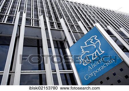 Logo and logotype on the headquarters of the Spanish bank Ahorro Corporacion, Madrid, Spain, Europe View Large Photo Image Stock Image - Logo and logotype on the headquarters of the Spanish bank Ahorro Corporacion, Madrid, Spain, Europe. Fotosearch