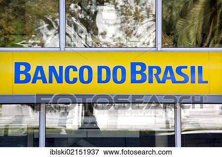 Logo, lettering on a branch of the Brazilian bank Banco do Brasil in Lisbon, Portugal, Europe View Large Photo Image Stock Photo - Logo, lettering on a branch of the Brazilian bank Banco do Brasil in Lisbon, Portugal, Europe. Fotosearch