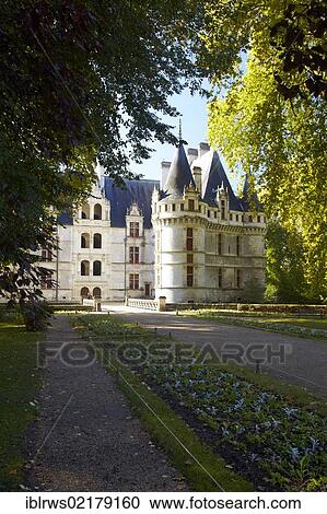 Stock Image - Loire-Château of Azay-le-Rideau, Renaissance, France, Europe. Fotosearch
